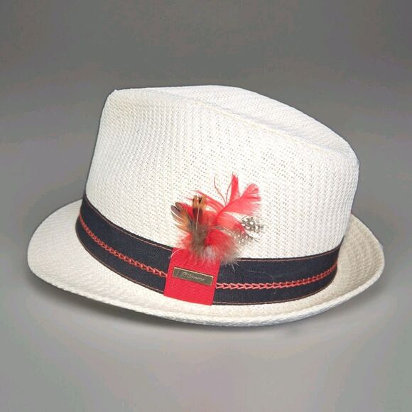 VTG Biltmore Mens Fedora Hat White w Feather Size Small Classic Dapper Fashion - Picture 1 of 1